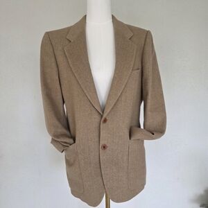 ​VTG Yves Saint Laurent France Brown Herringbone Wool Blazer YSL 38S / M